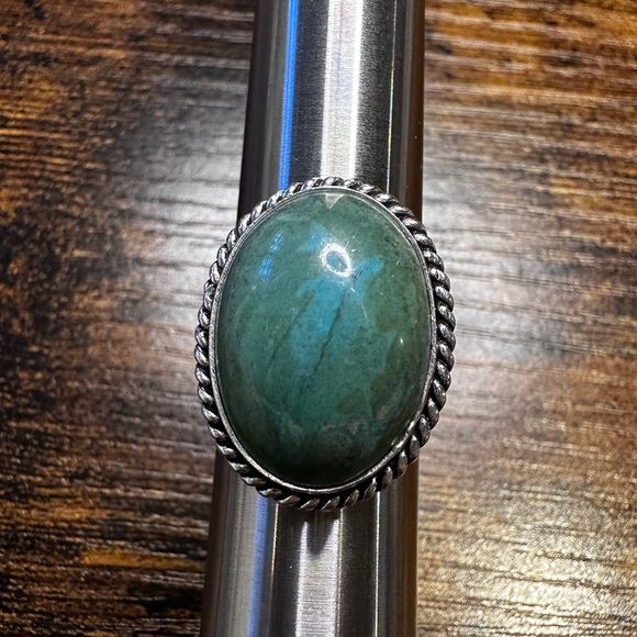 Chrysocolla Sterling Silver overlay ring - Picture 8 of 9